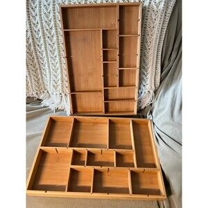 Bamboo Drawer Organizer Up to 11 Compartments - Set of 2 (Bx 6)